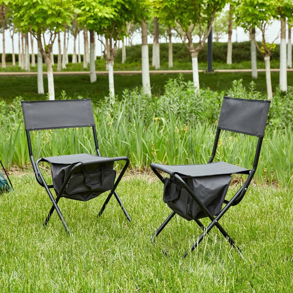 2-Piece Folding Outdoor Chair with Storage Bag,Portable Chair for Indoor,Outdoor Camping,Picnics and Fishing