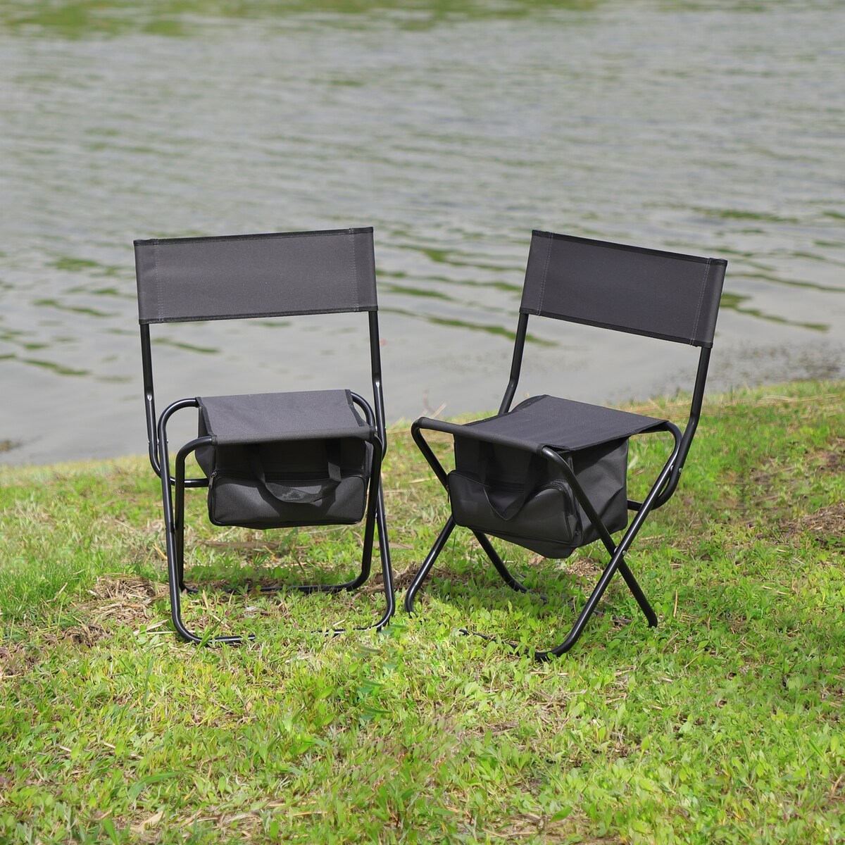 2-Piece Folding Outdoor Chair with Storage Bag,Portable Chair for Indoor,Outdoor Camping,Picnics and Fishing