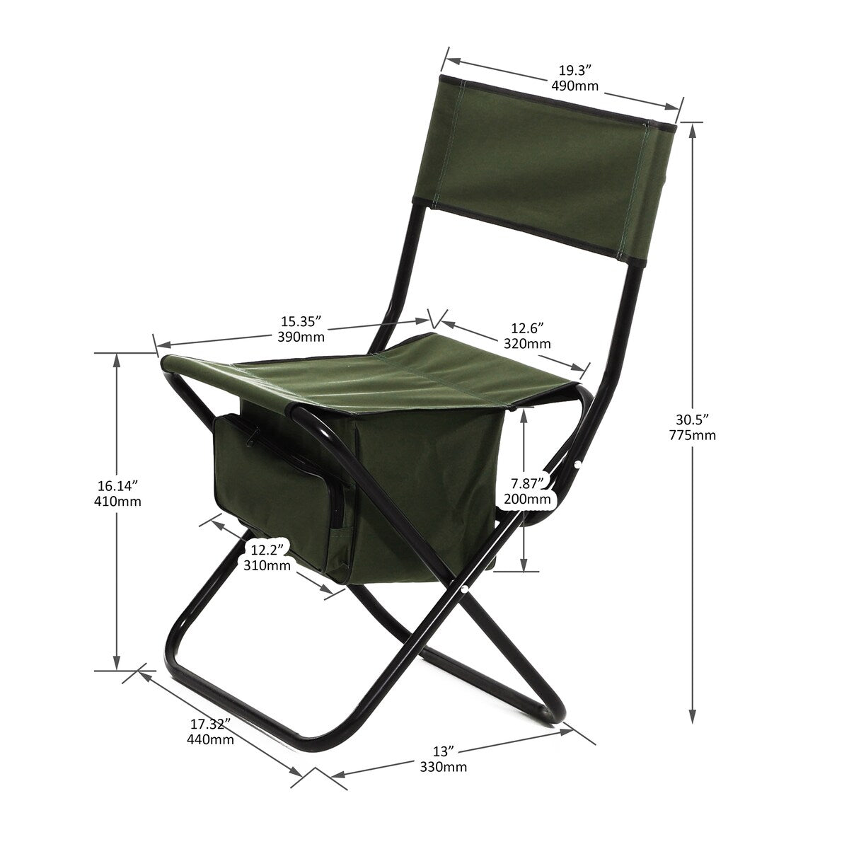2-Piece Folding Outdoor Chair with Storage Bag,Portable Chair for Indoor,Outdoor Camping,Picnics and Fishing