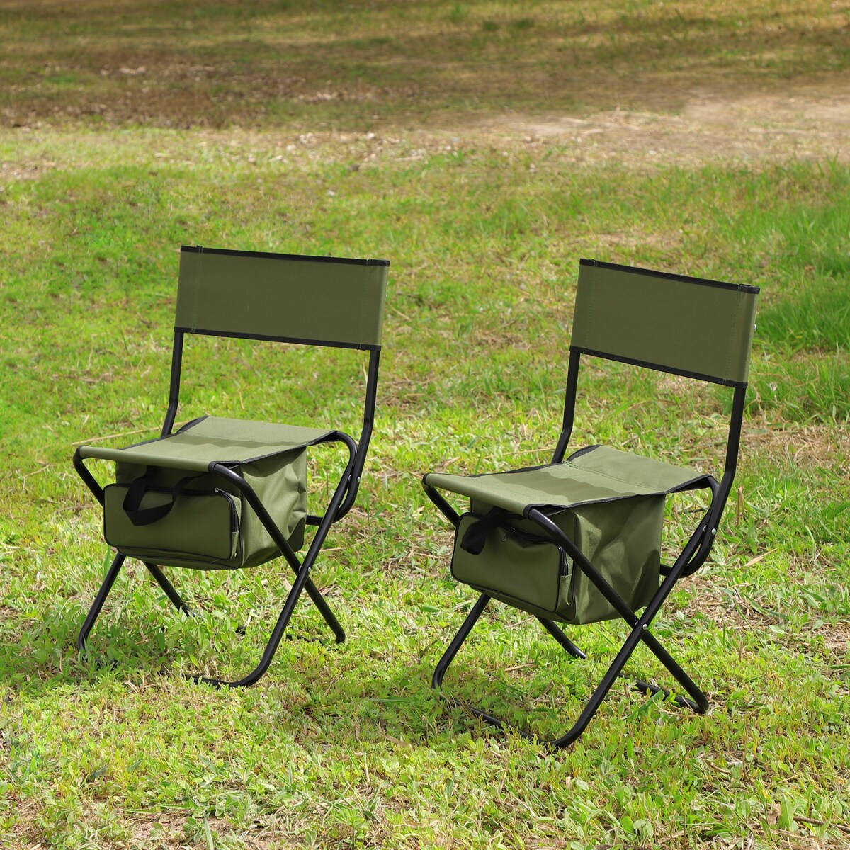 2-Piece Folding Outdoor Chair with Storage Bag,Portable Chair for Indoor,Outdoor Camping,Picnics and Fishing