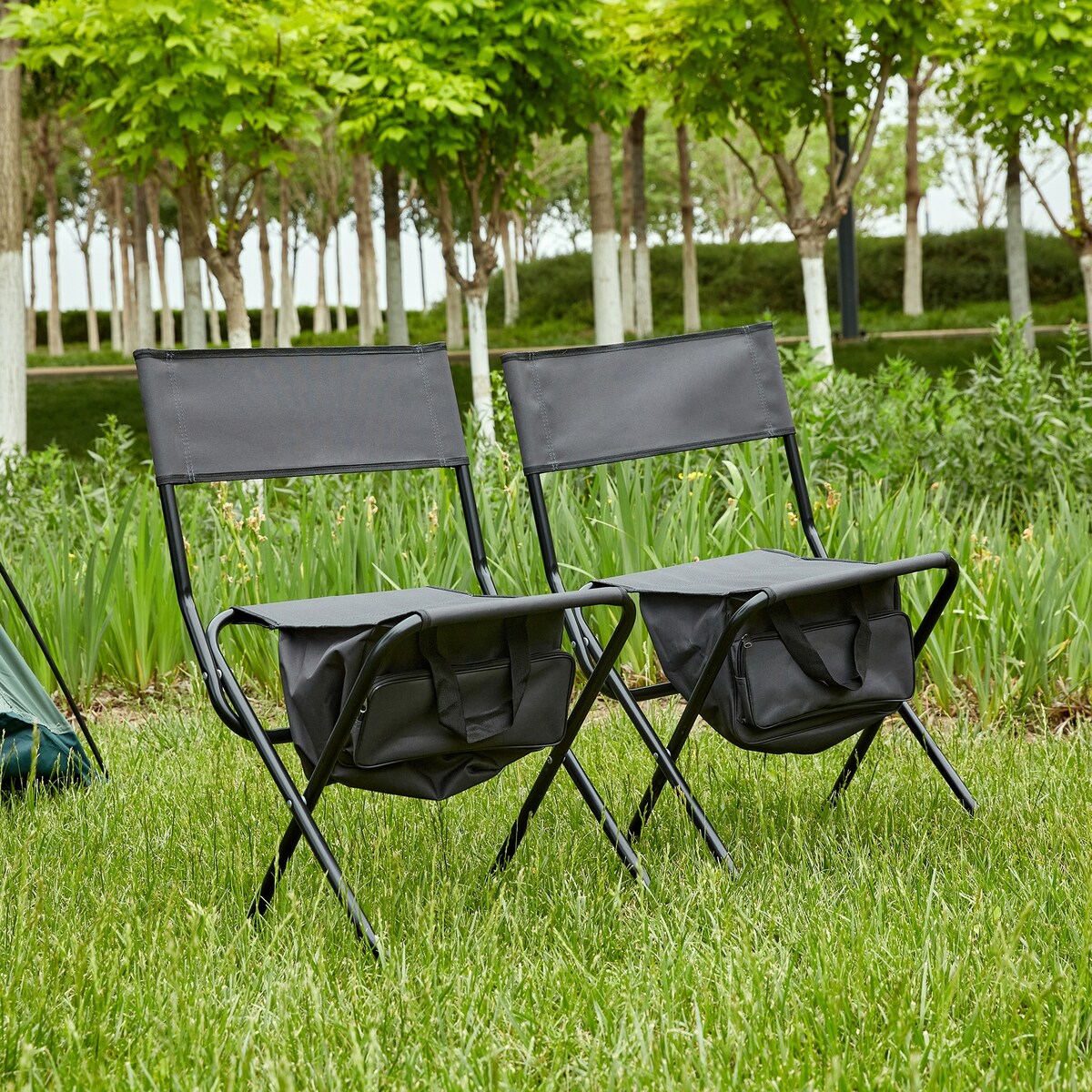 2-Piece Folding Outdoor Chair with Storage Bag,Portable Chair for Indoor,Outdoor Camping,Picnics and Fishing
