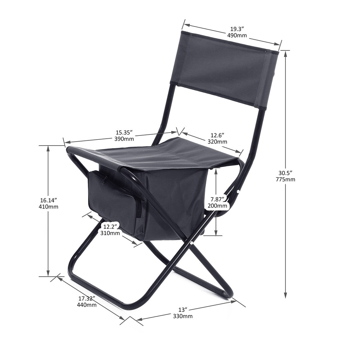 2-Piece Folding Outdoor Chair with Storage Bag,Portable Chair for Indoor,Outdoor Camping,Picnics and Fishing