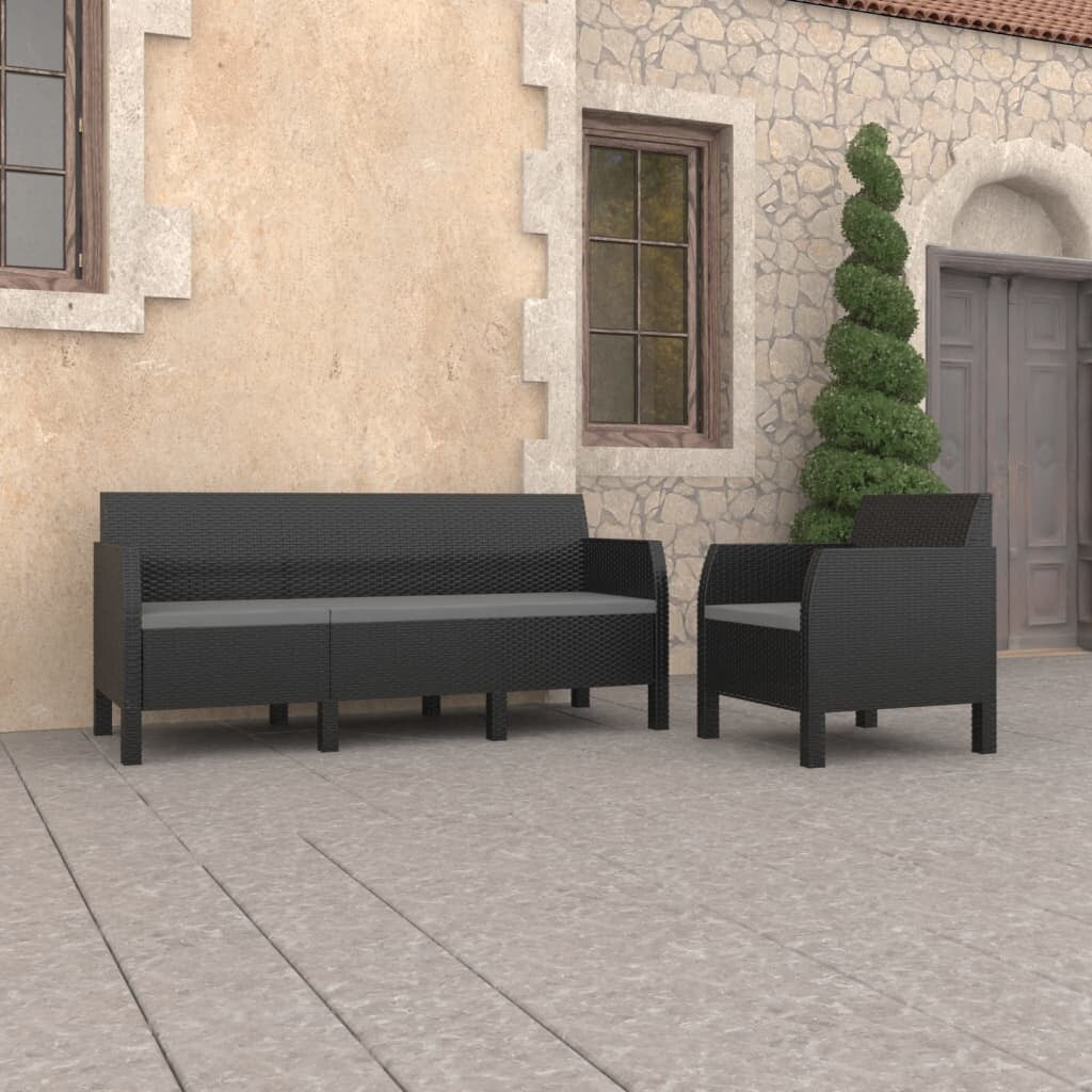 2 Piece Garden Lounge Set with Cushions PP Anthracite