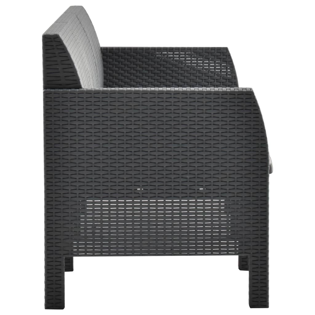 2 Piece Garden Lounge Set with Cushions PP Anthracite