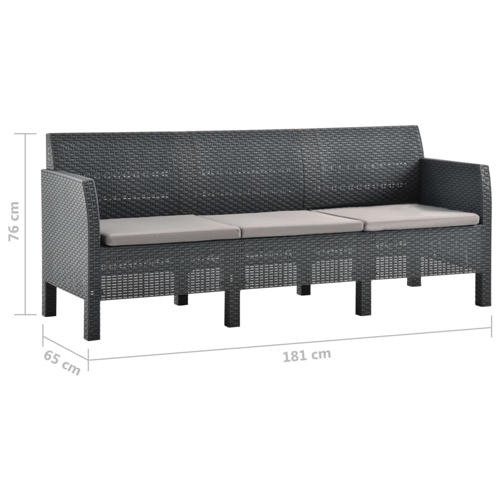 2 Piece Garden Lounge Set with Cushions PP Anthracite