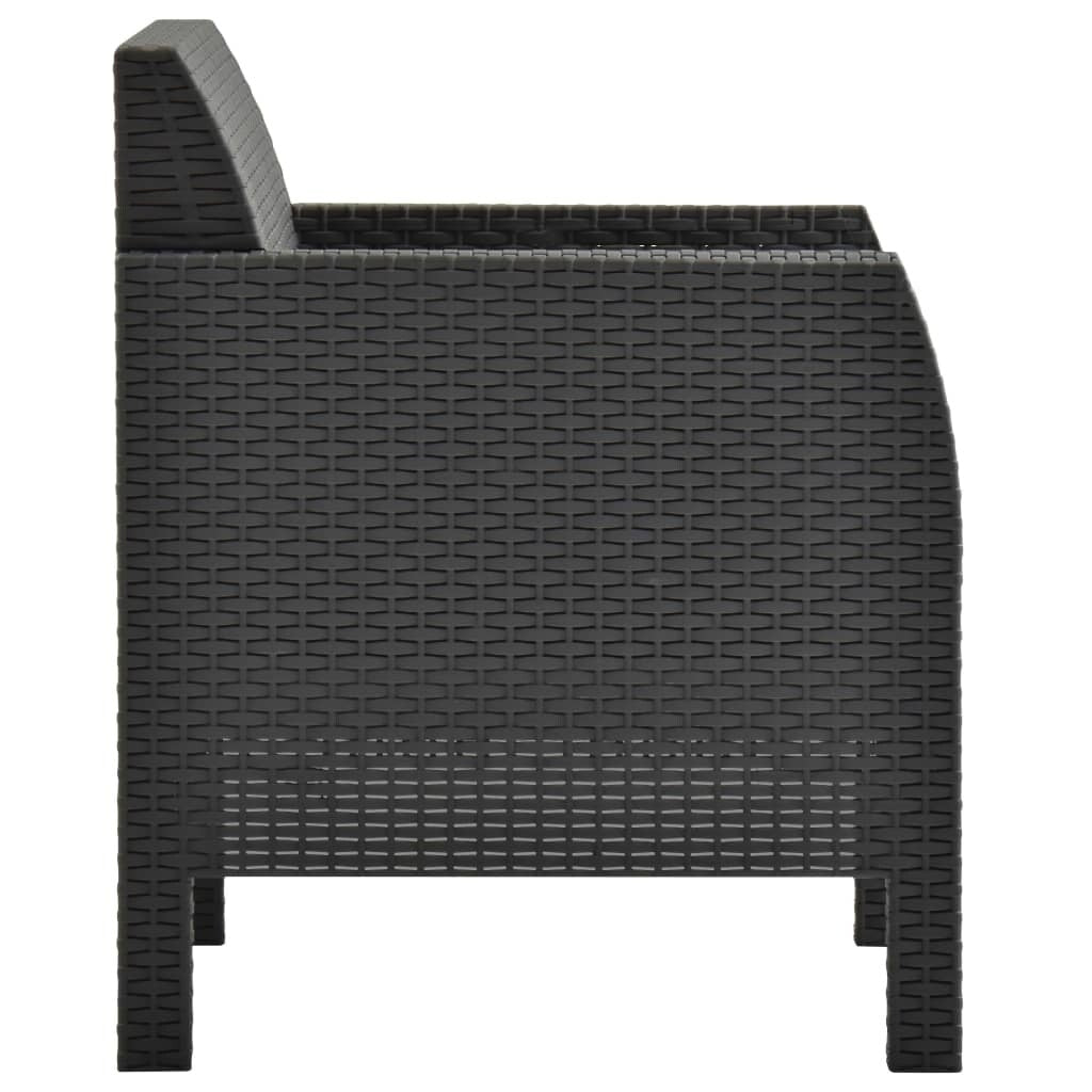 2 Piece Garden Lounge Set with Cushions PP Anthracite