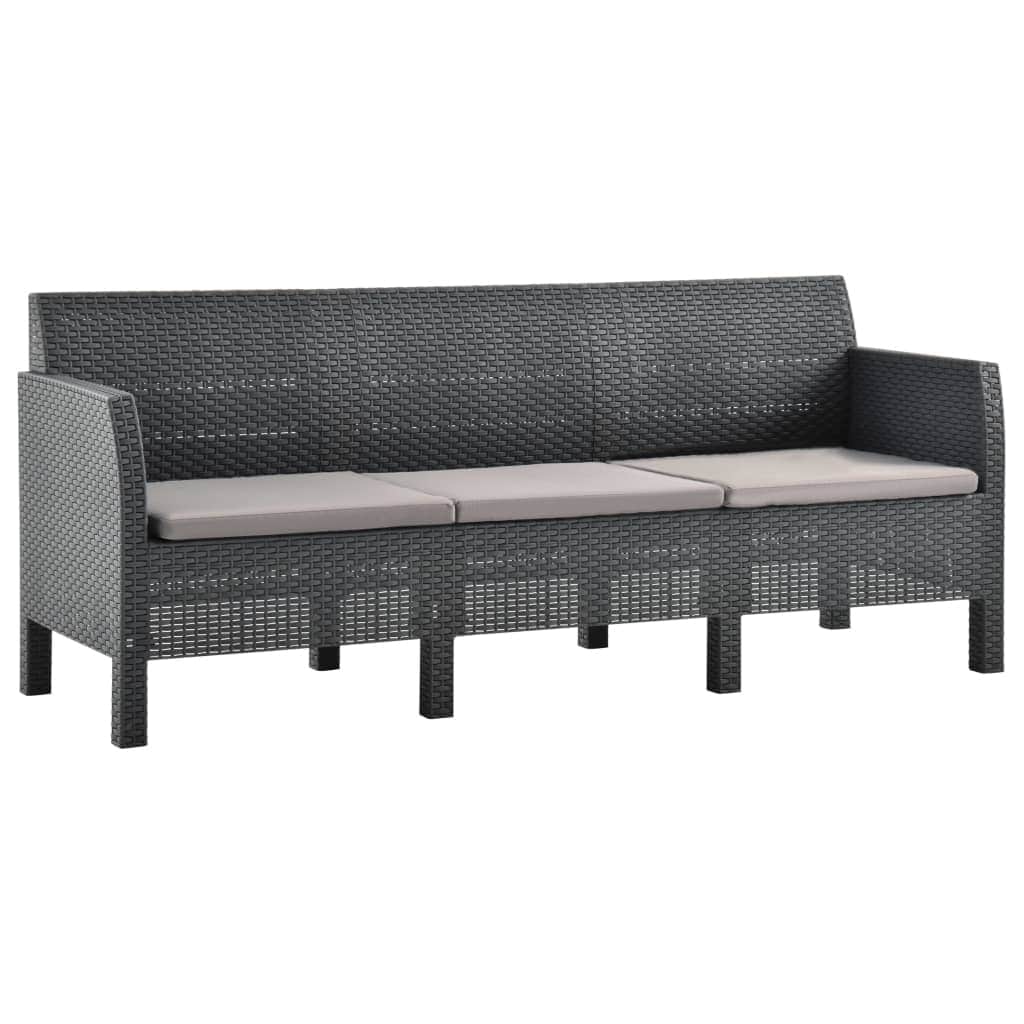 2 Piece Garden Lounge Set with Cushions PP Anthracite
