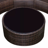 2 Piece Half-Moon Garden Lounge Set with Cushions Poly Rattan Brown