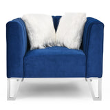 2 Piece Living Room Sofa Set, Including 3-seater Sofa and Sofa Chair with Mirrored Side Trim & Four Pillow