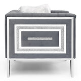 2 Piece Living Room Sofa Set, Including 3-seater Sofa and Sofa Chair with Mirrored Side Trim & Four Pillow