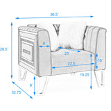 2 Piece Living Room Sofa Set, Including 3-seater Sofa and Sofa Chair with Mirrored Side Trim & Four Pillow