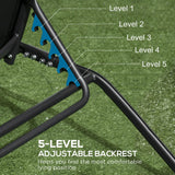 2 Piece Outdoor Lounge Chair with Wheels, 5 Adjustable Positions