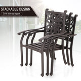 MAISON ARTS 2-Piece Outdoor Patio Extra Wide Cast Aluminum Dining Chairs with Cushion -Frosted Surface