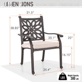 MAISON ARTS 2-Piece Outdoor Patio Extra Wide Cast Aluminum Dining Chairs with Cushion -Frosted Surface