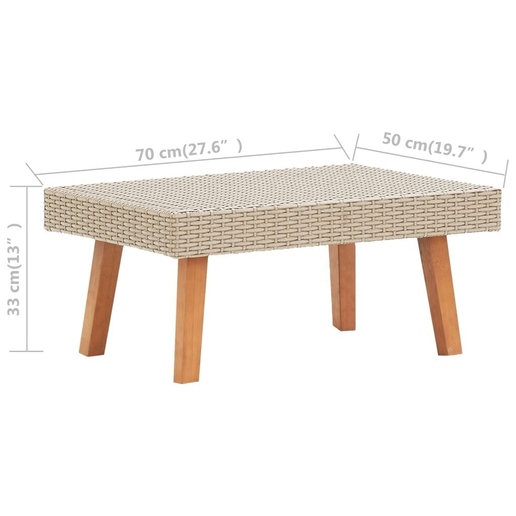2 Piece Patio Lounge Set with Cushions Poly Rattan Beige