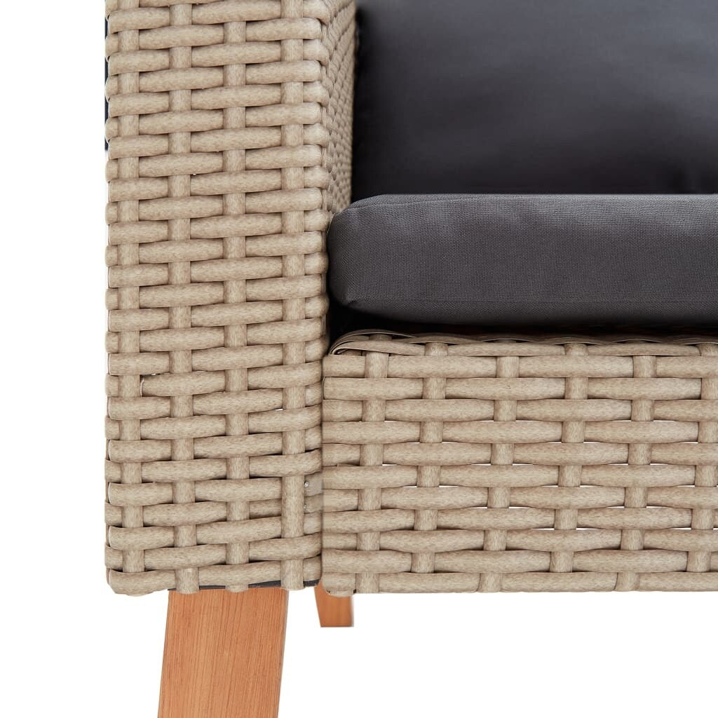 2 Piece Patio Lounge Set with Cushions Poly Rattan Beige