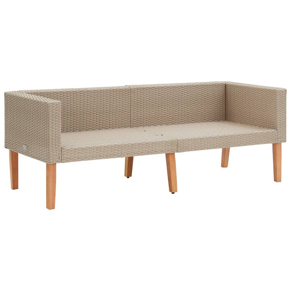 2 Piece Patio Lounge Set with Cushions Poly Rattan Beige