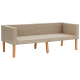 2 Piece Patio Lounge Set with Cushions Poly Rattan Beige