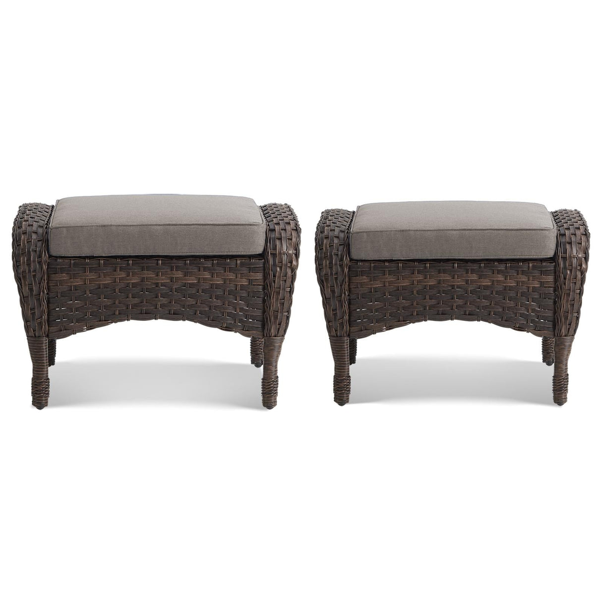 Gymojoy 2-Piece Rattan Patio Ottoman Seat