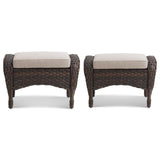 Gymojoy 2-Piece Rattan Patio Ottoman Seat