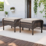 Gymojoy 2-Piece Rattan Patio Ottoman Seat