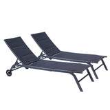 2-Piece Set Outdoor Patio Five-Position Adjustable Metal Recliner - 66.1"*21.65"*36.6"