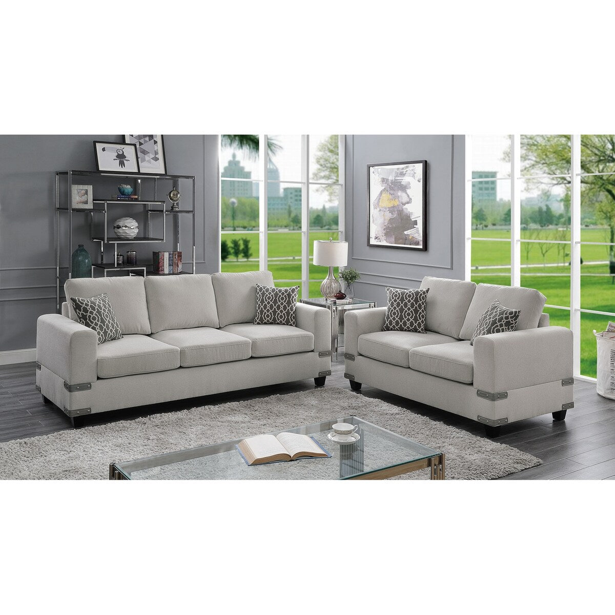 2 Piece Sofa Set With Accent Pillows