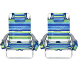2 Pieces Folding Backpack Beach Chair with Pillow