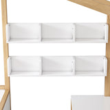 2 Pieces Wood Frame Bedroom Sets with House Bed and Desk and 6-Drawer Chest