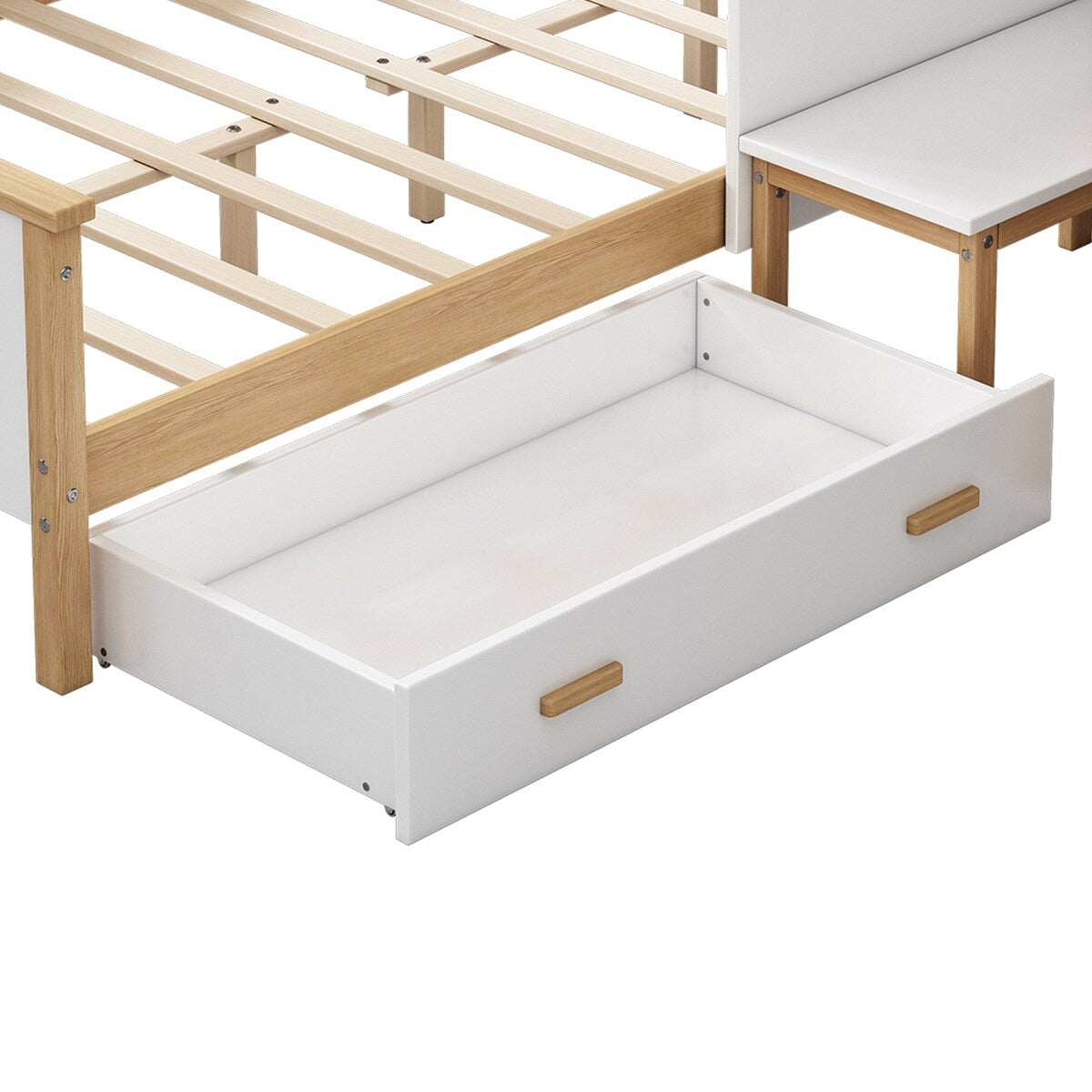 2 Pieces Wood Frame Bedroom Sets with House Bed and Desk and 6-Drawer Chest