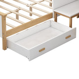 2 Pieces Wood Frame Bedroom Sets with House Bed and Desk and 6-Drawer Chest