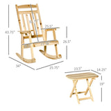 2 Pieces Wood Patio Bistro Set,Outdoor Rocking Chair Set with Armrests