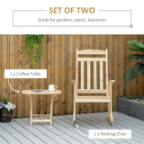 2 Pieces Wood Patio Bistro Set,Outdoor Rocking Chair Set with Armrests