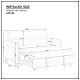 2 Seat Sofa Convertible Pull-out Sofa Bed Velvet Sleeper Sofa