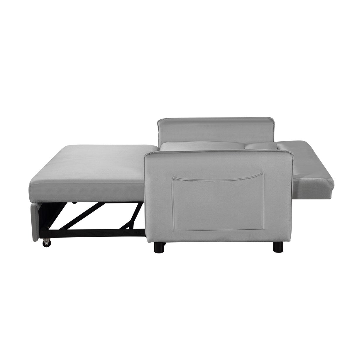 2 Seat Sofa Convertible Pull-out Sofa Bed Velvet Sleeper Sofa