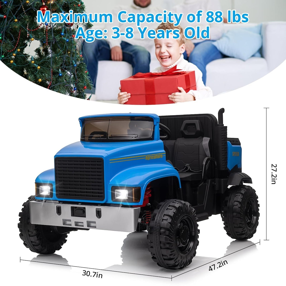 2-Seater Farmer's Car ，24V Battery Powered Electric Vehicle Truck for Kids with Music
