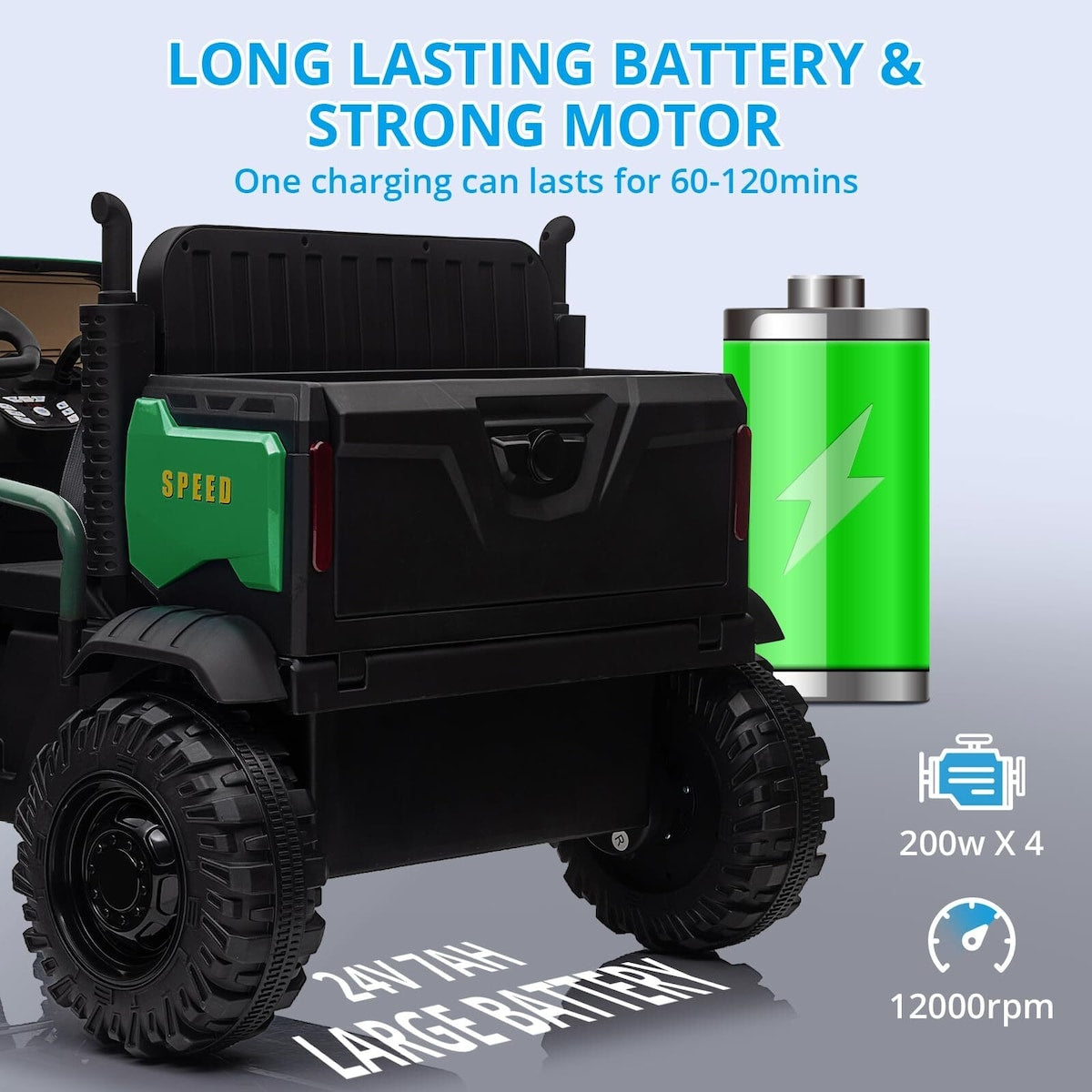2-Seater Farmer's Car ，24V Battery Powered Electric Vehicle Truck for Kids with Music