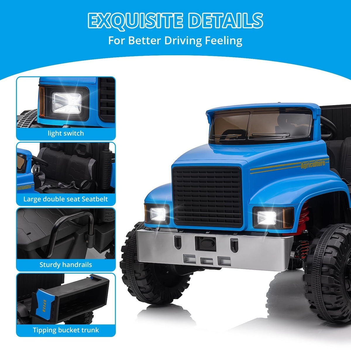 2-Seater Farmer's Car ，24V Battery Powered Electric Vehicle Truck for Kids with Music