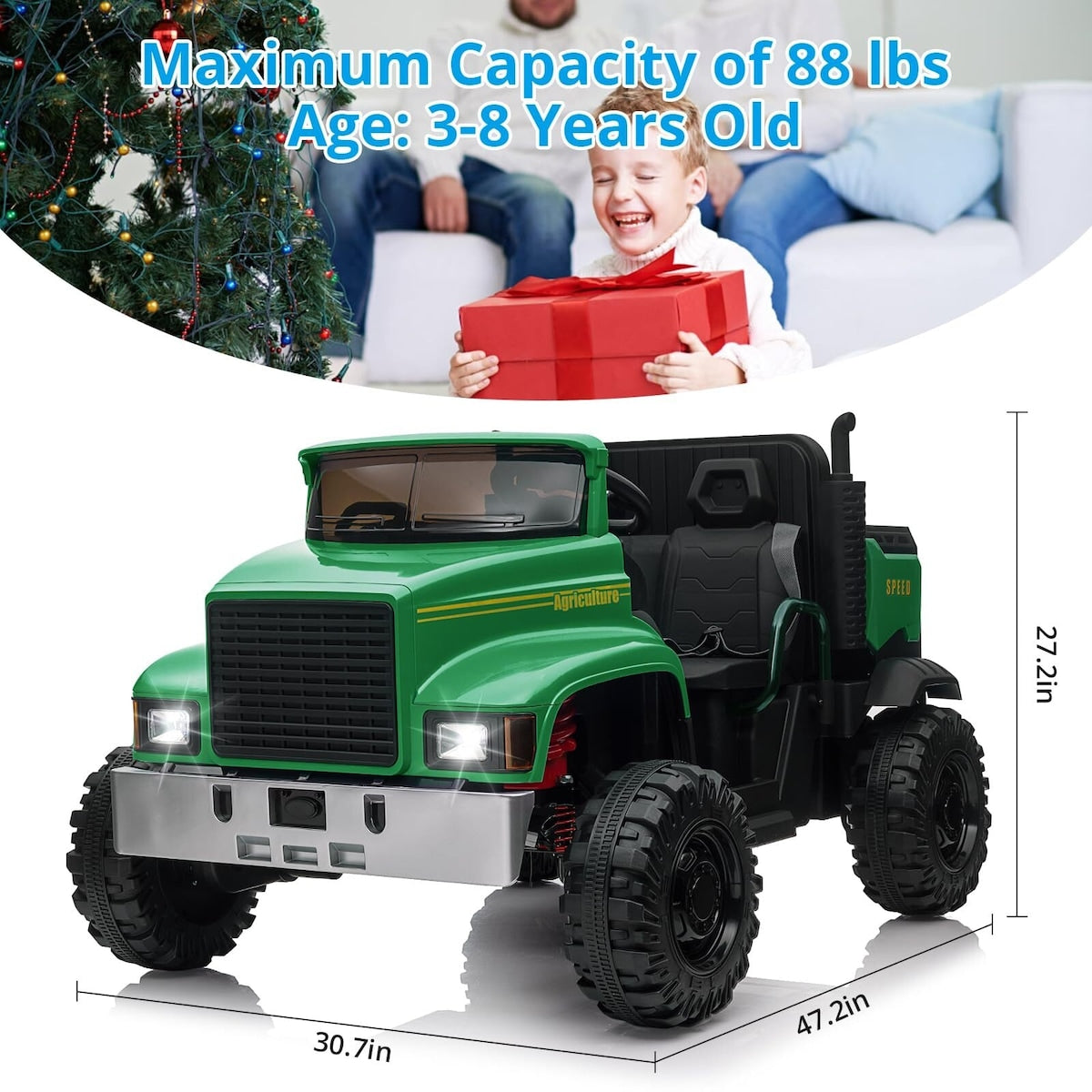 2-Seater Farmer's Car ，24V Battery Powered Electric Vehicle Truck for Kids with Music