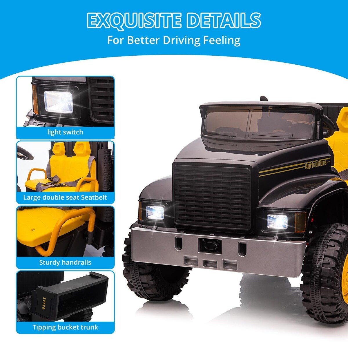 2-Seater Farmer's Car ，24V Battery Powered Electric Vehicle Truck for Kids with Music