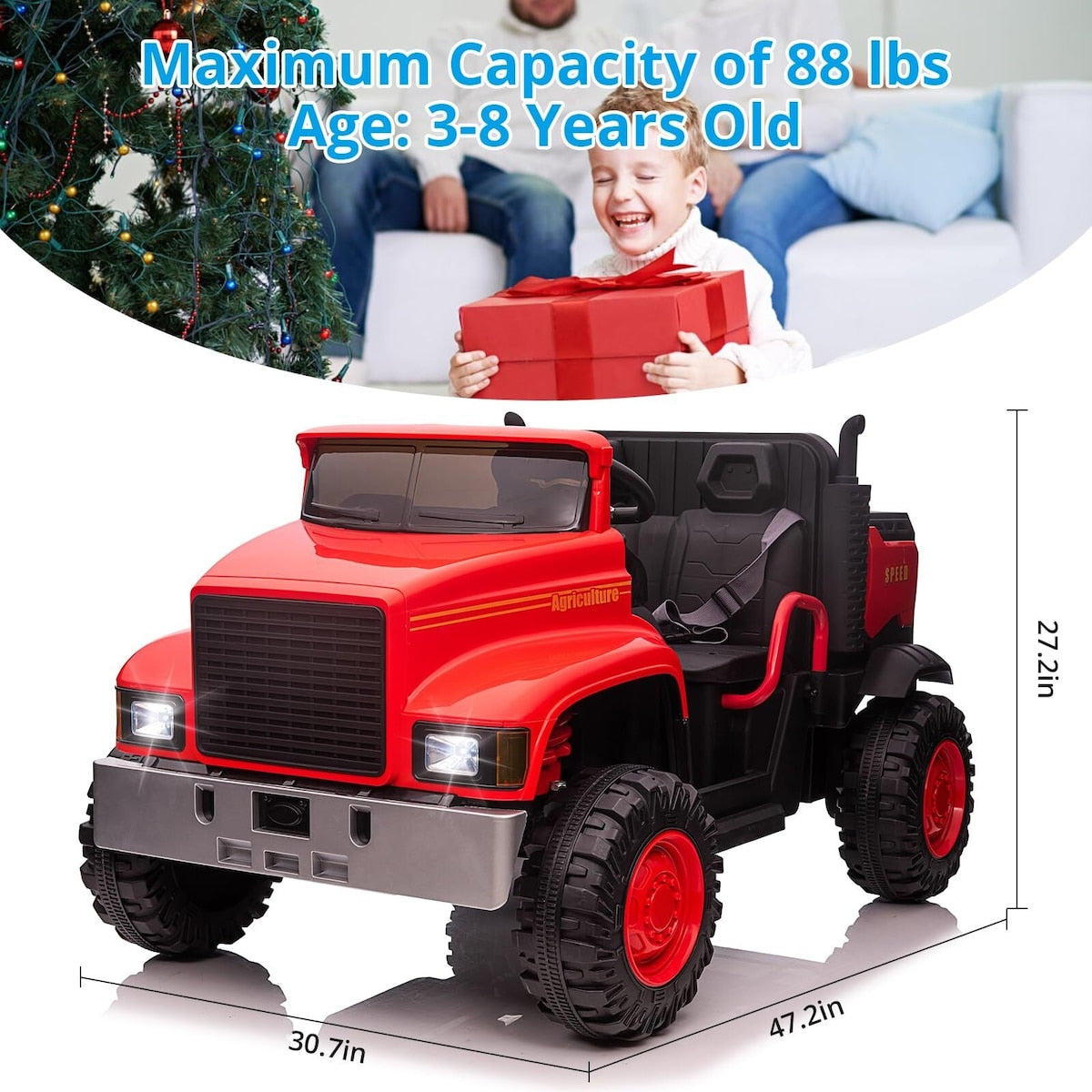 2-Seater Farmer's Car ，24V Battery Powered Electric Vehicle Truck for Kids with Music
