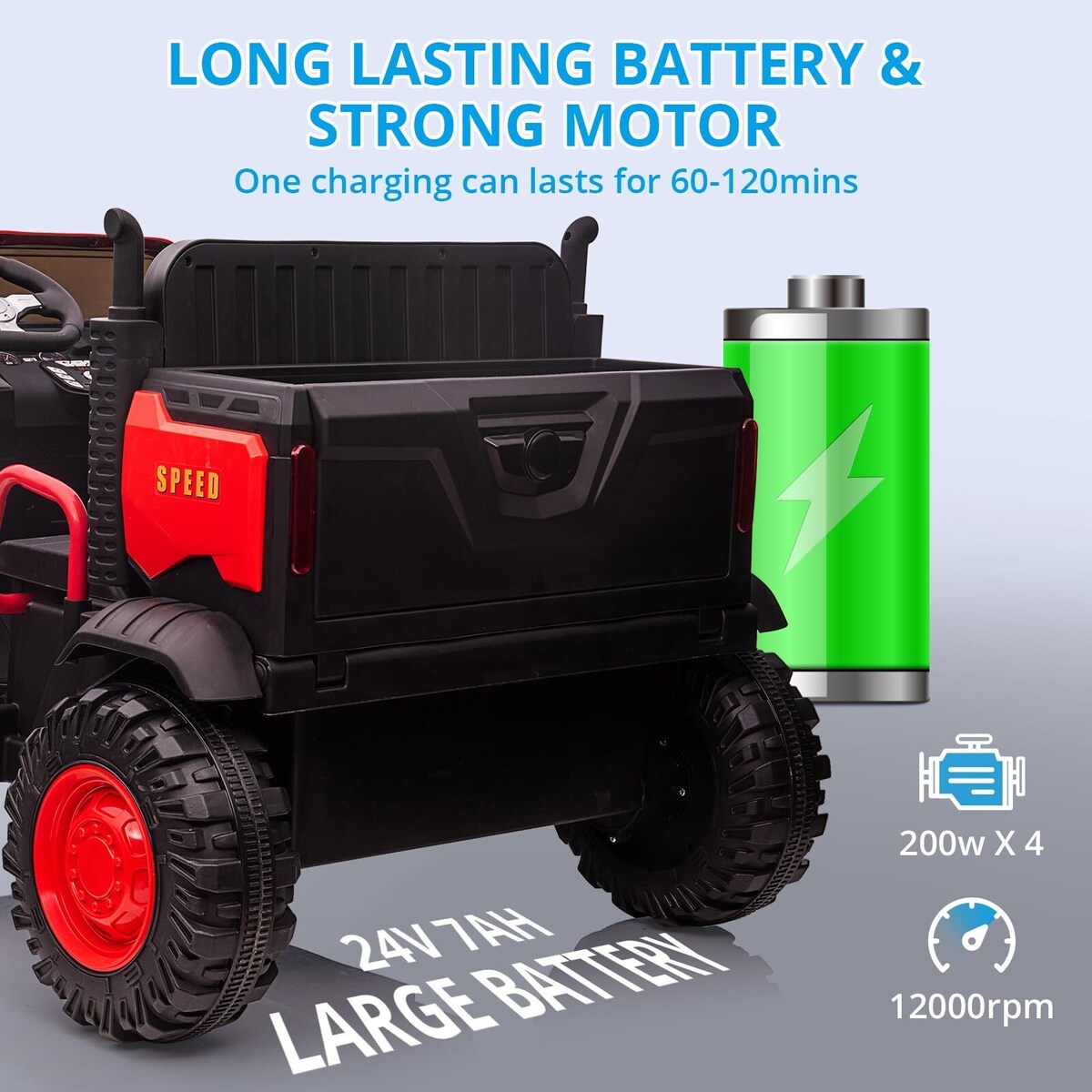 2-Seater Farmer's Car ，24V Battery Powered Electric Vehicle Truck for Kids with Music