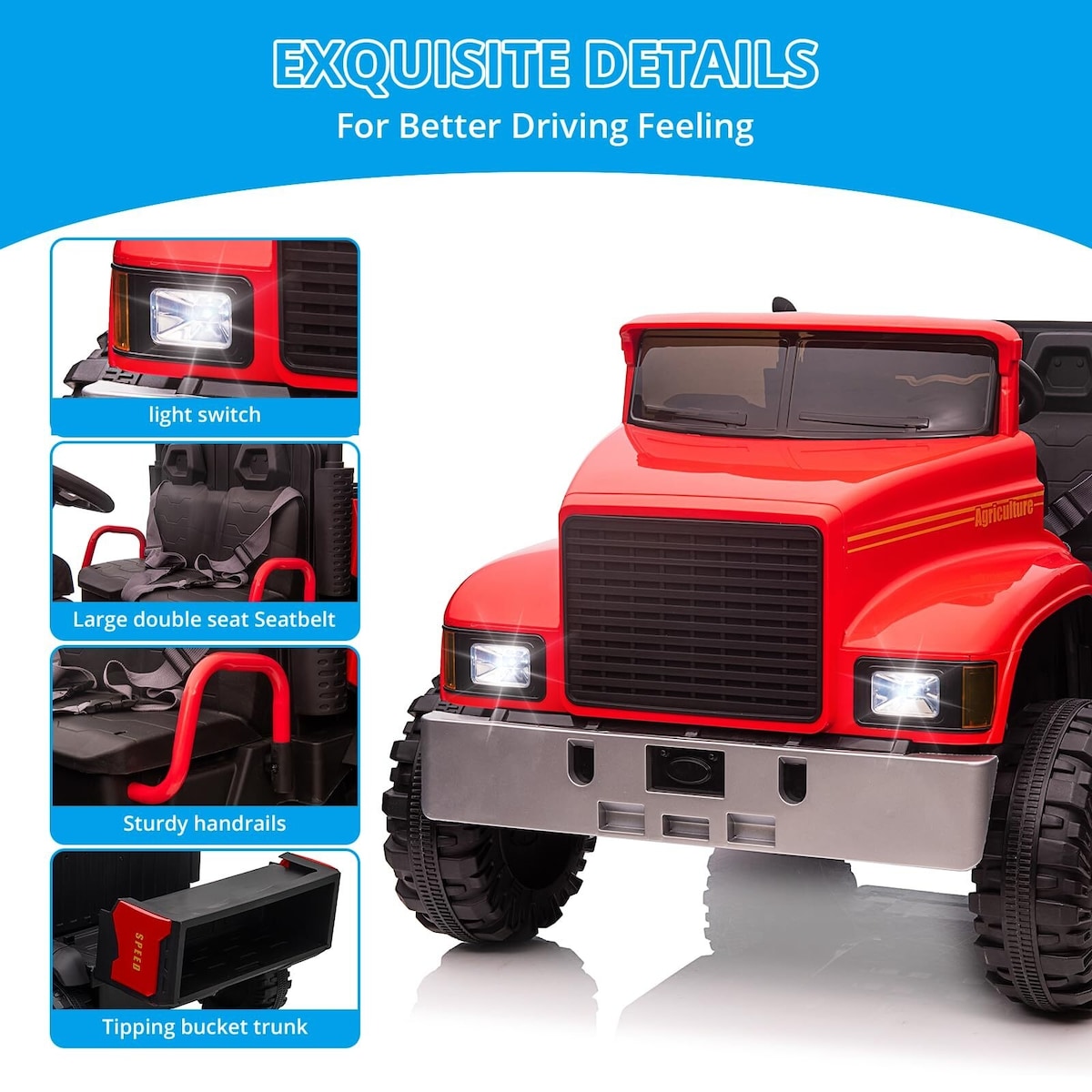 2-Seater Farmer's Car ，24V Battery Powered Electric Vehicle Truck for Kids with Music