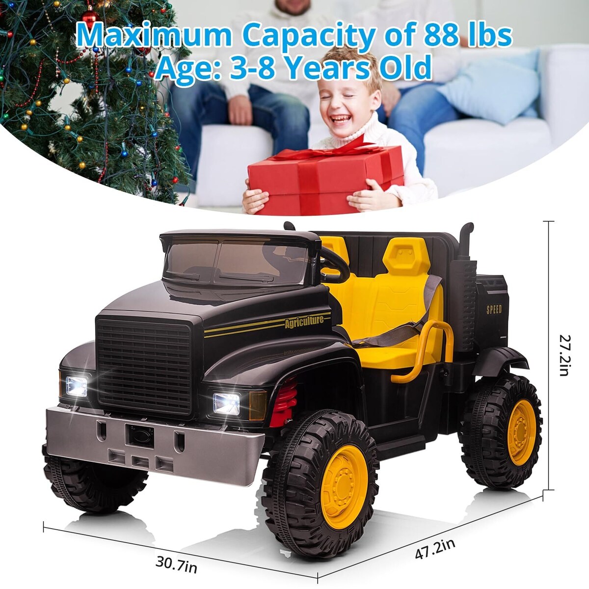 2-Seater Farmer's Car ，24V Battery Powered Electric Vehicle Truck for Kids with Music