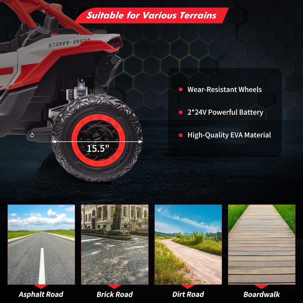 2 Seater Ride on UTV Car, Licensed Can-Am Electric Off-Road Car