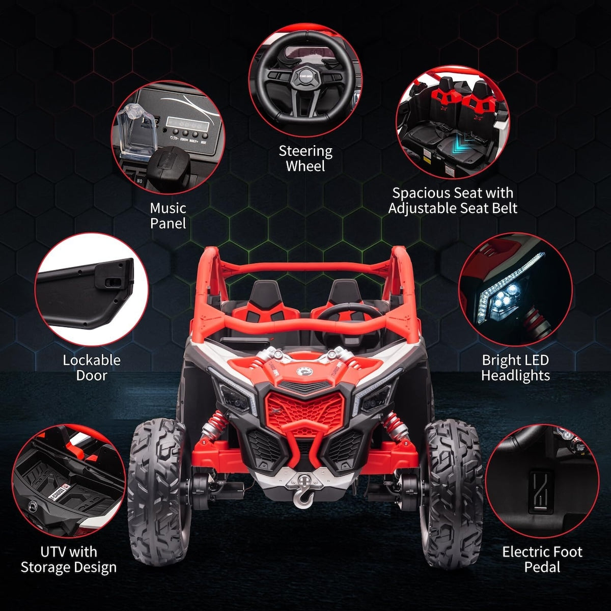 2 Seater Ride on UTV Car, Licensed Can-Am Electric Off-Road Car