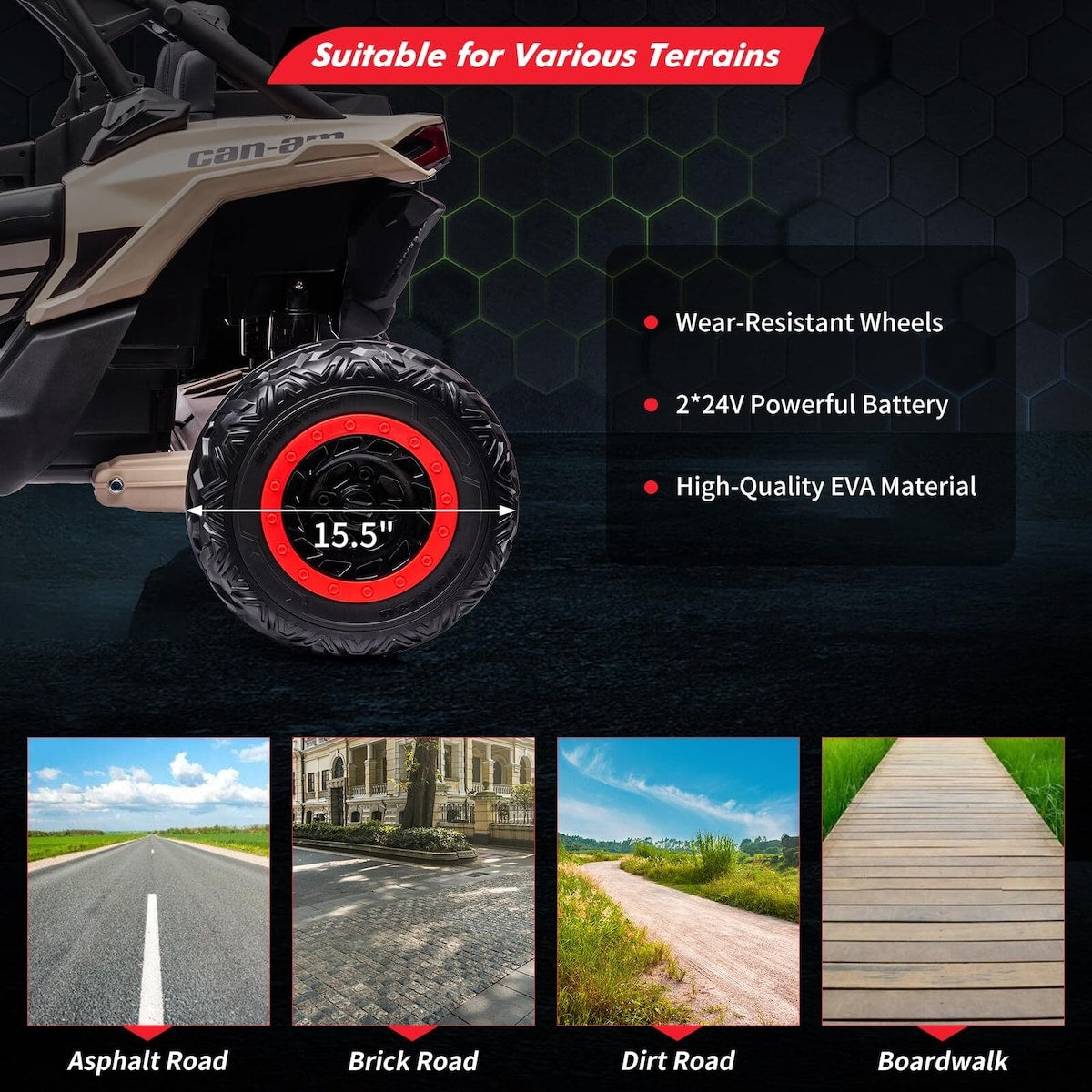 2 Seater Ride on UTV Car, Licensed Can-Am Electric Off-Road Car