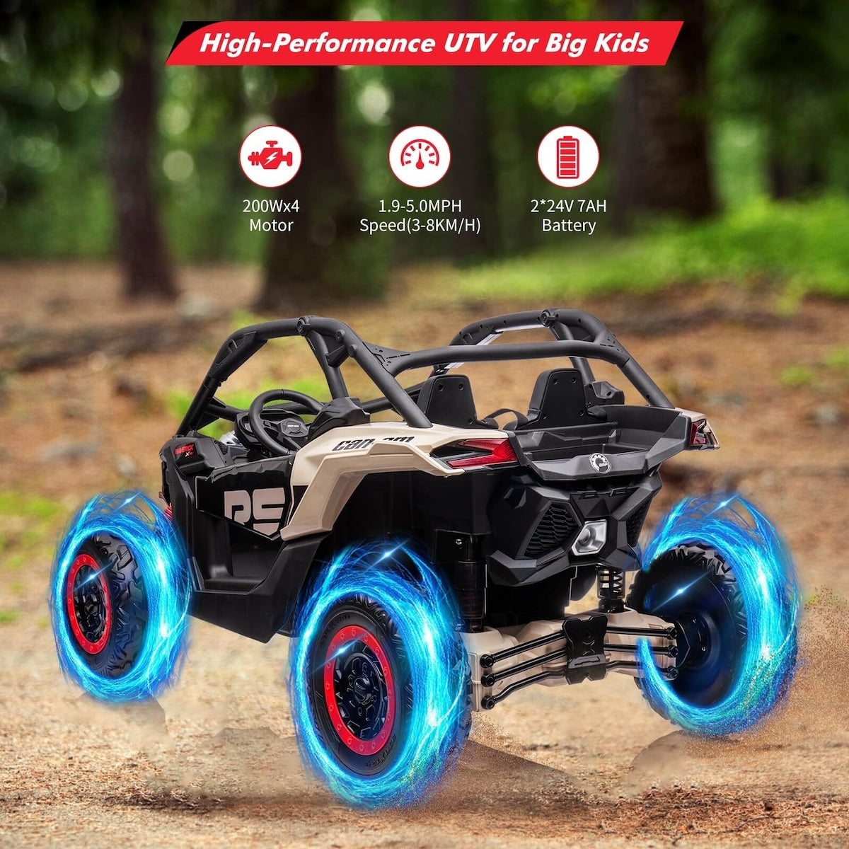 2 Seater Ride on UTV Car, Licensed Can-Am Electric Off-Road Car