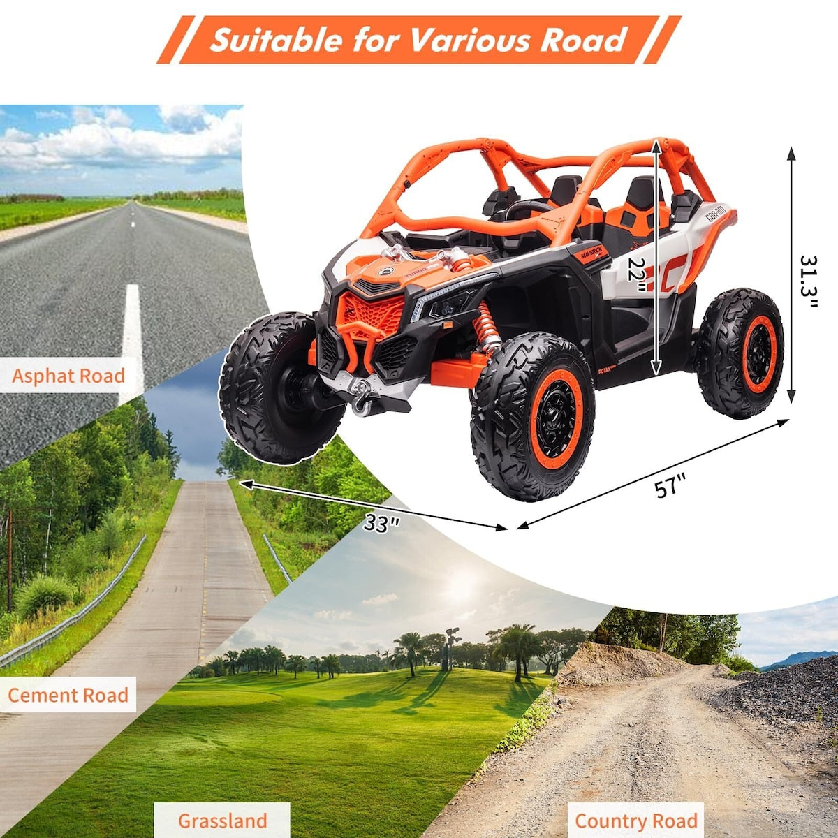 2 Seater Ride on UTV Car, Licensed Can-Am Electric Off-Road Car