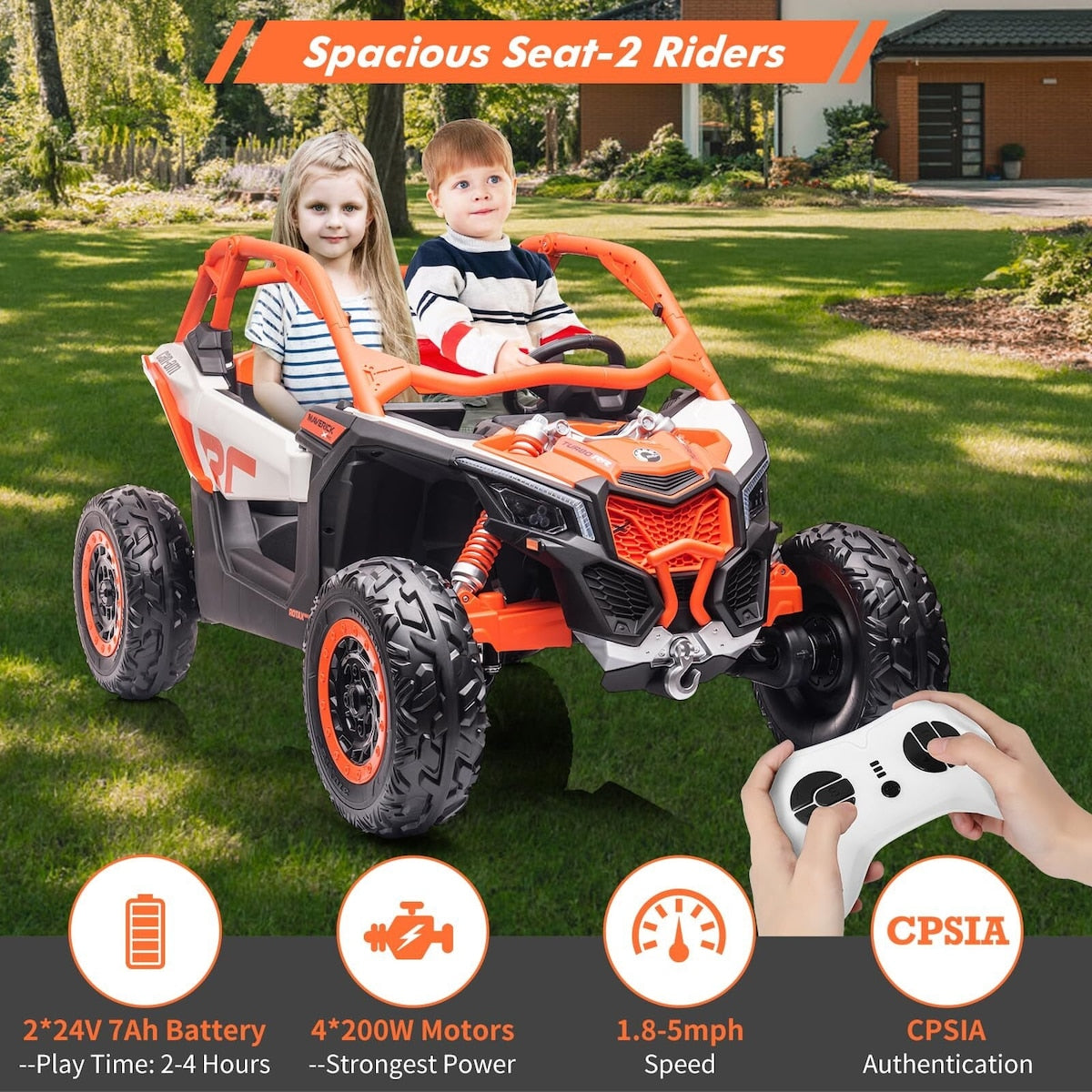 2 Seater Ride on UTV Car, Licensed Can-Am Electric Off-Road Car